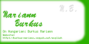 mariann burkus business card